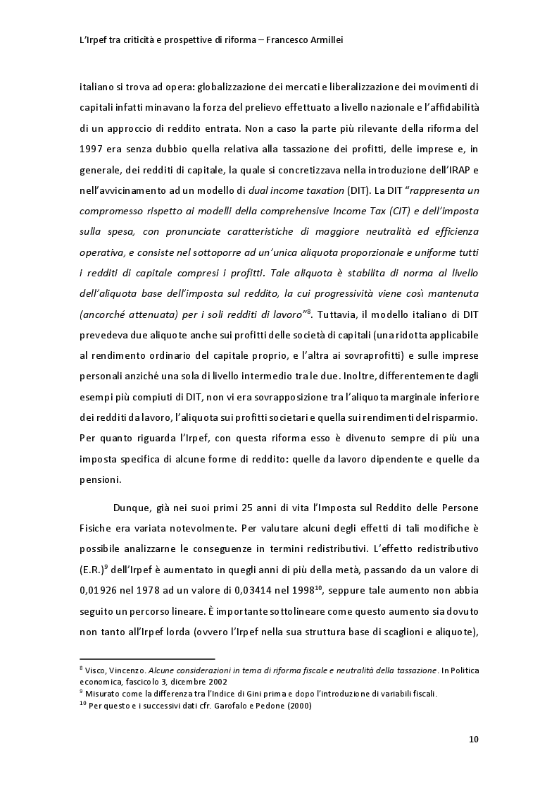 Estratto dalla tesi: L'Irpef tra criticità e prospettive di riforma