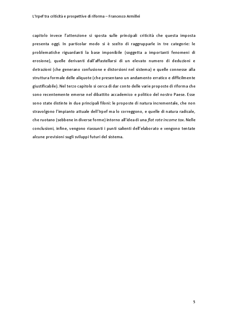 Anteprima della tesi: L'Irpef tra criticità e prospettive di riforma, Pagina 4