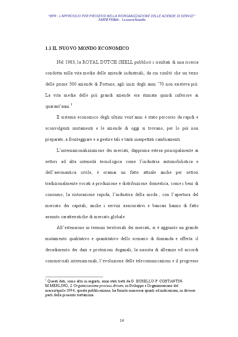 Anteprima della tesi: BPR - L'approccio per processi nella riorganizzazione delle aziende di servizi - Il caso AMGA S.p.A., Pagina 11