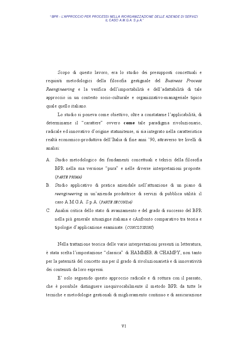Anteprima della tesi: BPR - L'approccio per processi nella riorganizzazione delle aziende di servizi - Il caso AMGA S.p.A., Pagina 3