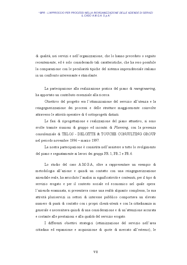 Anteprima della tesi: BPR - L'approccio per processi nella riorganizzazione delle aziende di servizi - Il caso AMGA S.p.A., Pagina 4