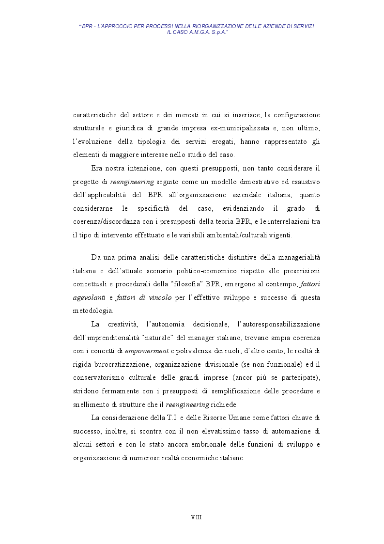 Anteprima della tesi: BPR - L'approccio per processi nella riorganizzazione delle aziende di servizi - Il caso AMGA S.p.A., Pagina 5
