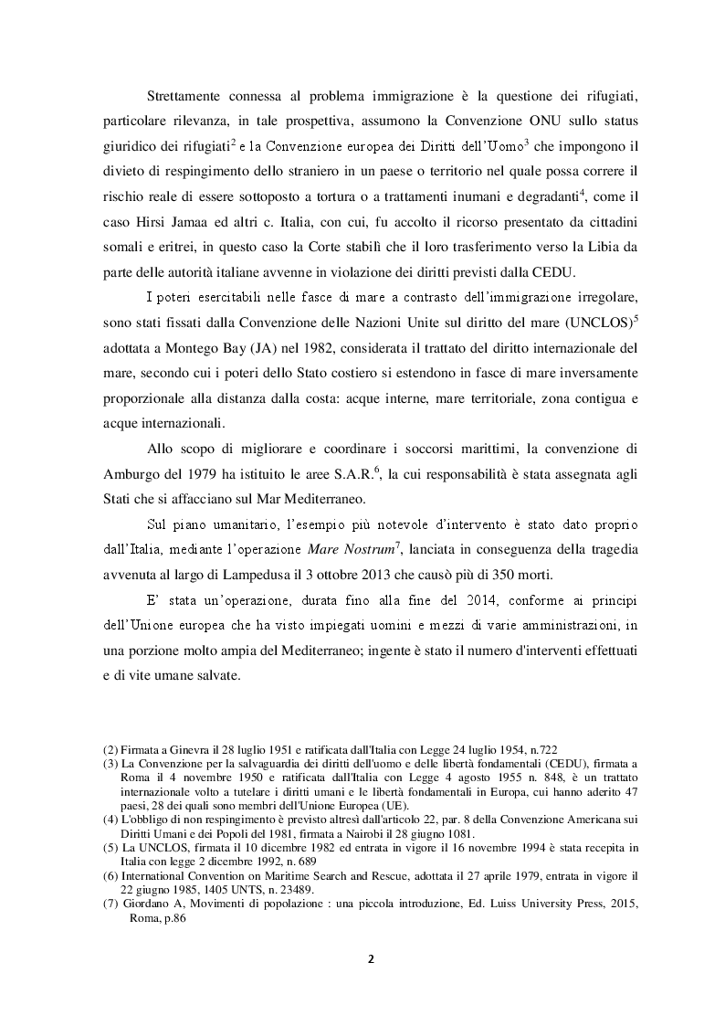 Anteprima della tesi: Il fenomeno dell'immigrazione irregolare e la salvaguardia della vita umana a mare, Pagina 3