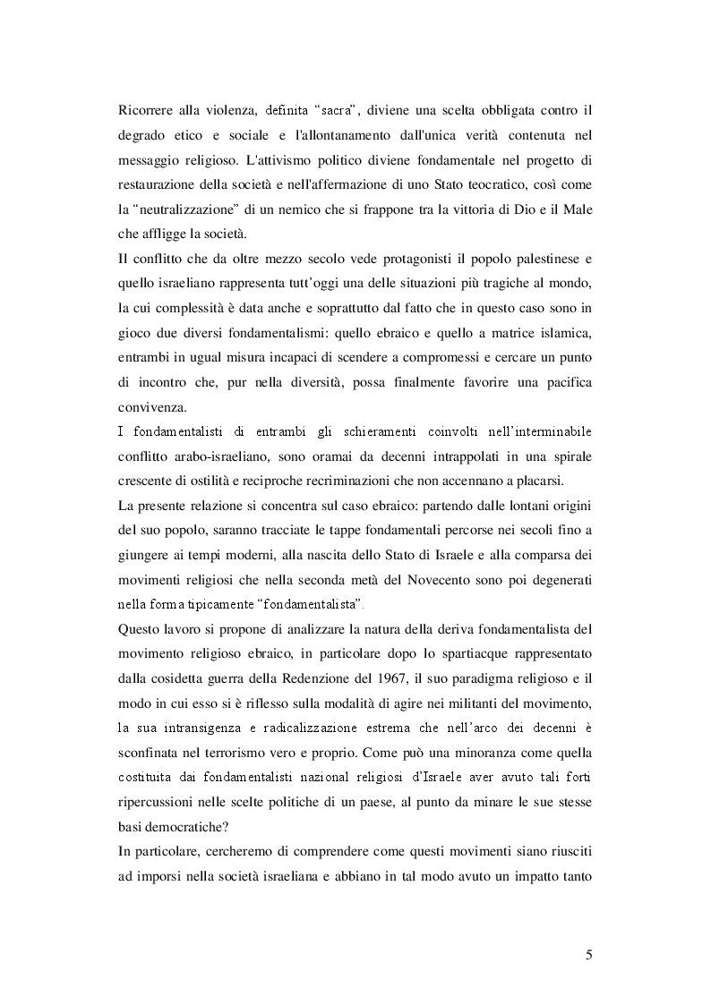 Anteprima della tesi: Fondamentalismo religioso in Israele: come una minoranza può minare le basi di uno stato democratico, Pagina 3