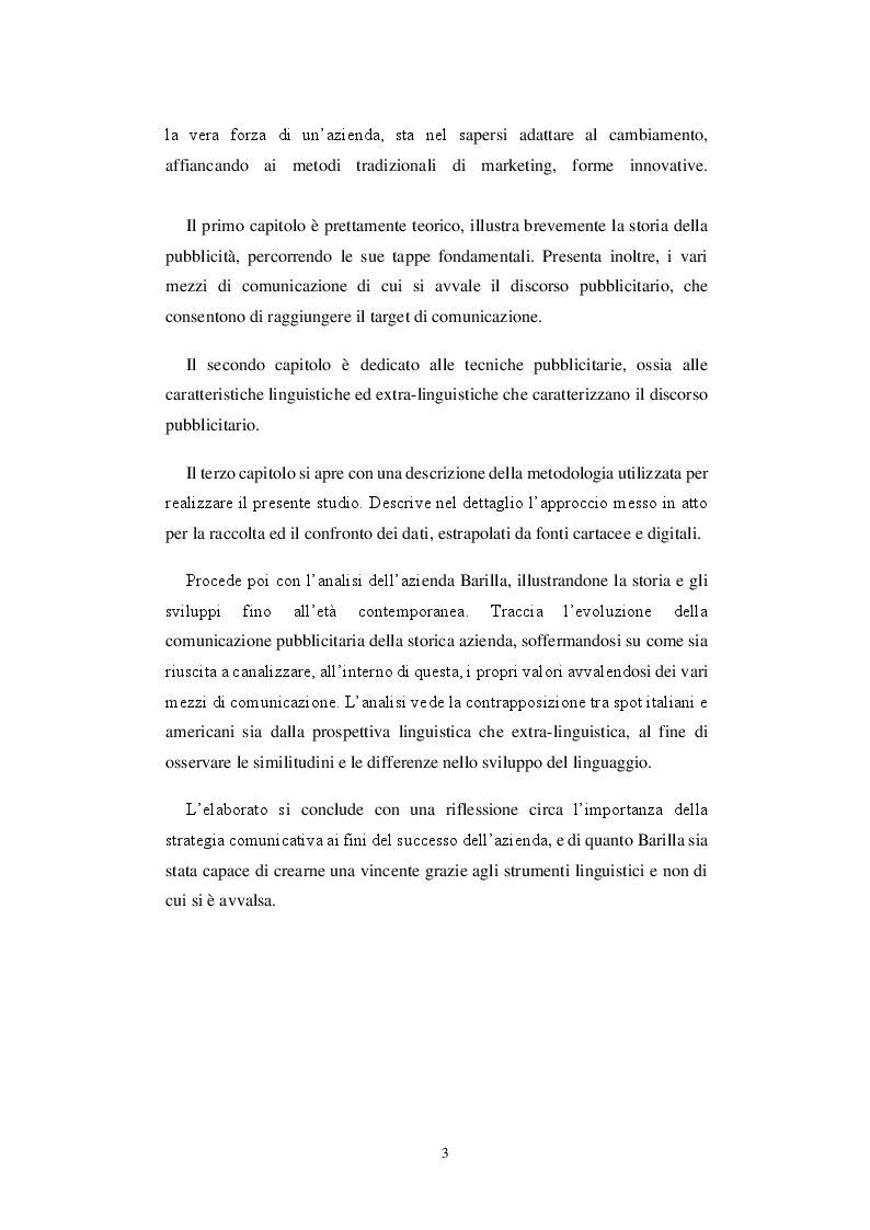 Anteprima della tesi: Storia di una comunicazione sempre al dente: un'analisi linguistica ed extra-linguistica della pubblicità Barilla, Pagina 4