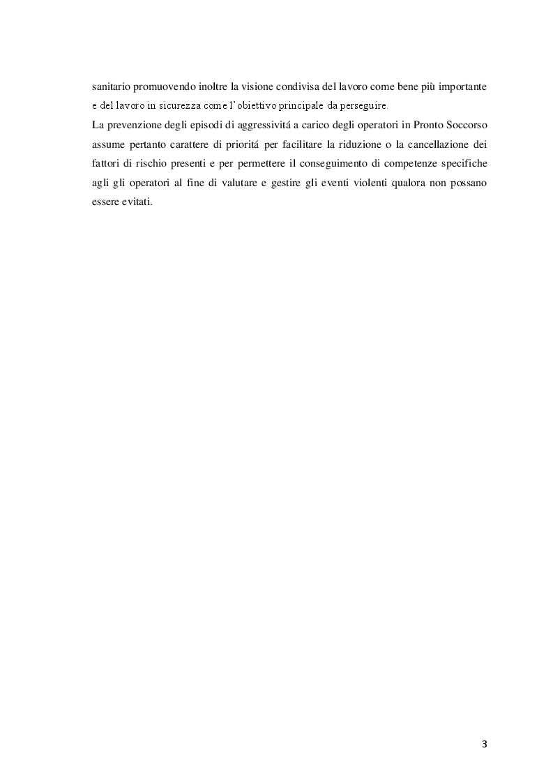 Anteprima della tesi: Aggressività ed esplosione di violenza in pronto soccorso: revisione narrativa della letteratura per identificare fattori di rischio e strumenti di prevenzione, Pagina 3