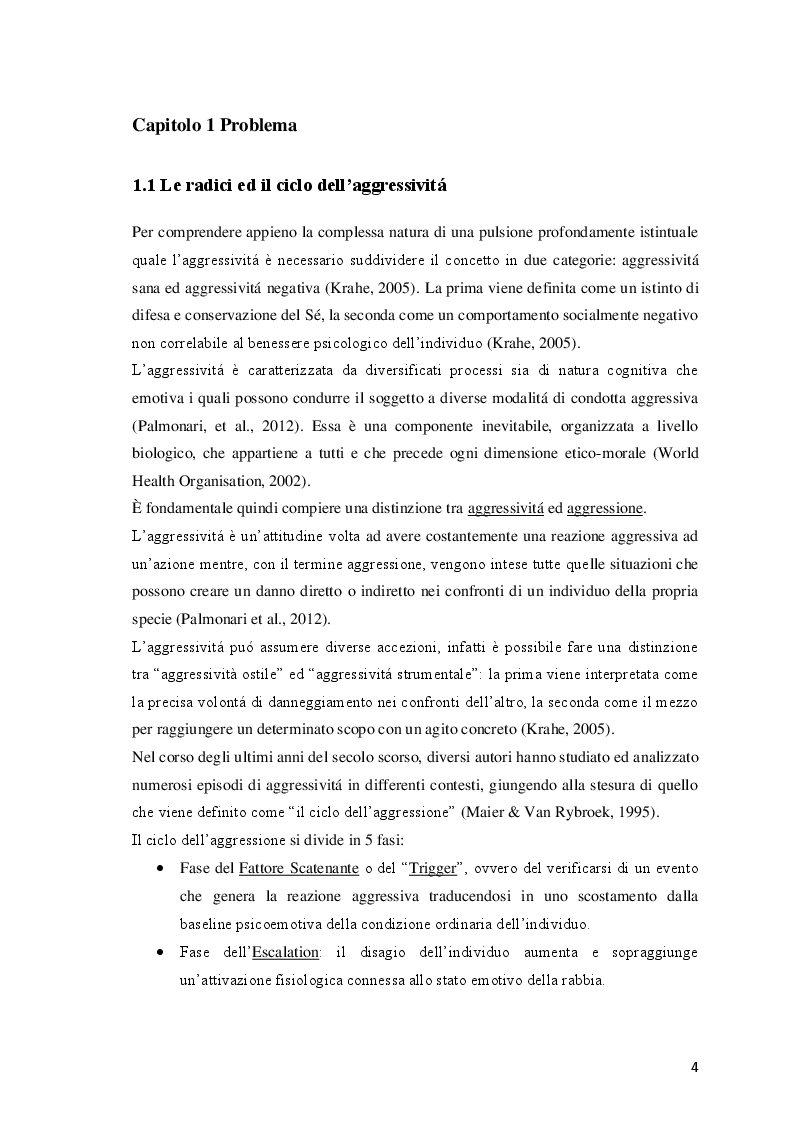 Anteprima della tesi: Aggressività ed esplosione di violenza in pronto soccorso: revisione narrativa della letteratura per identificare fattori di rischio e strumenti di prevenzione, Pagina 4