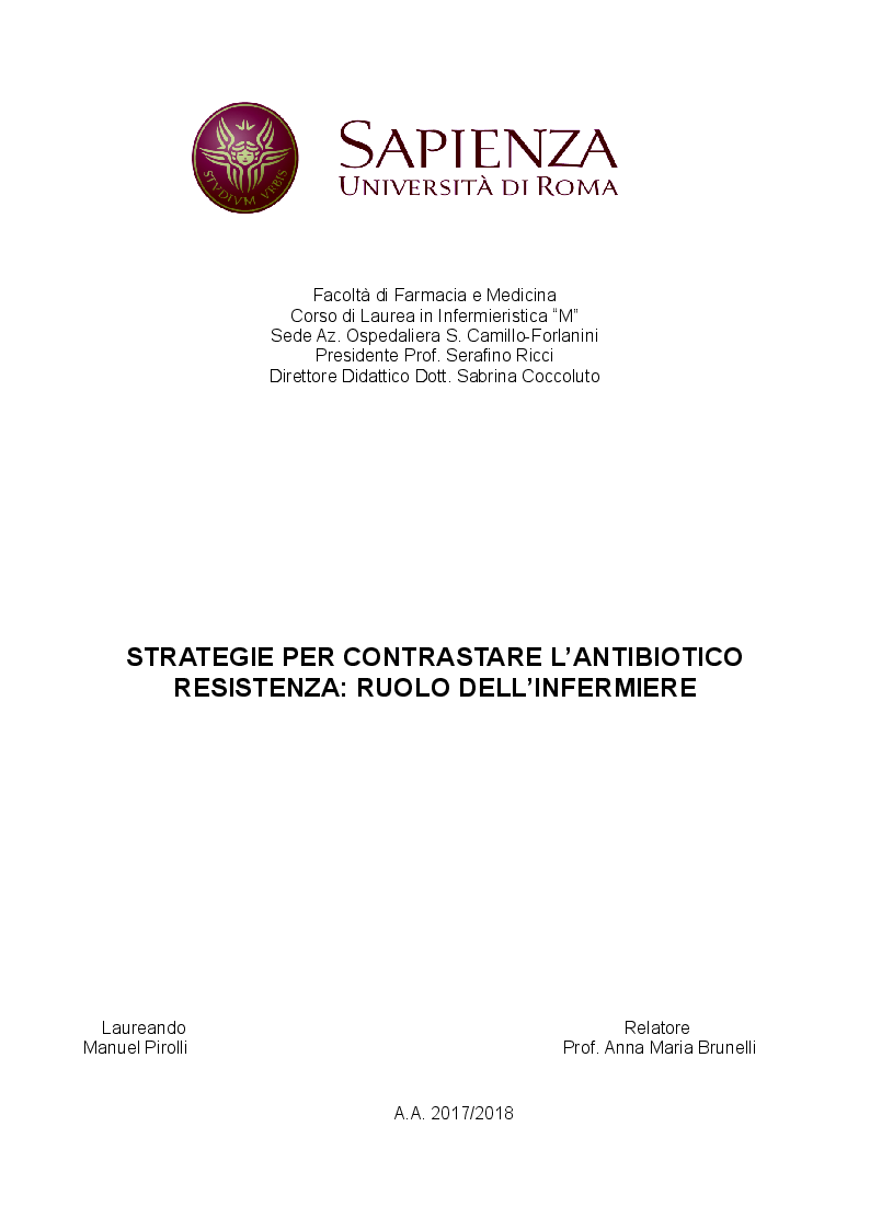 Anteprima della tesi: Strategie per contrastare l'antibiotico resistenza: ruolo dell'infermiere, Pagina 1