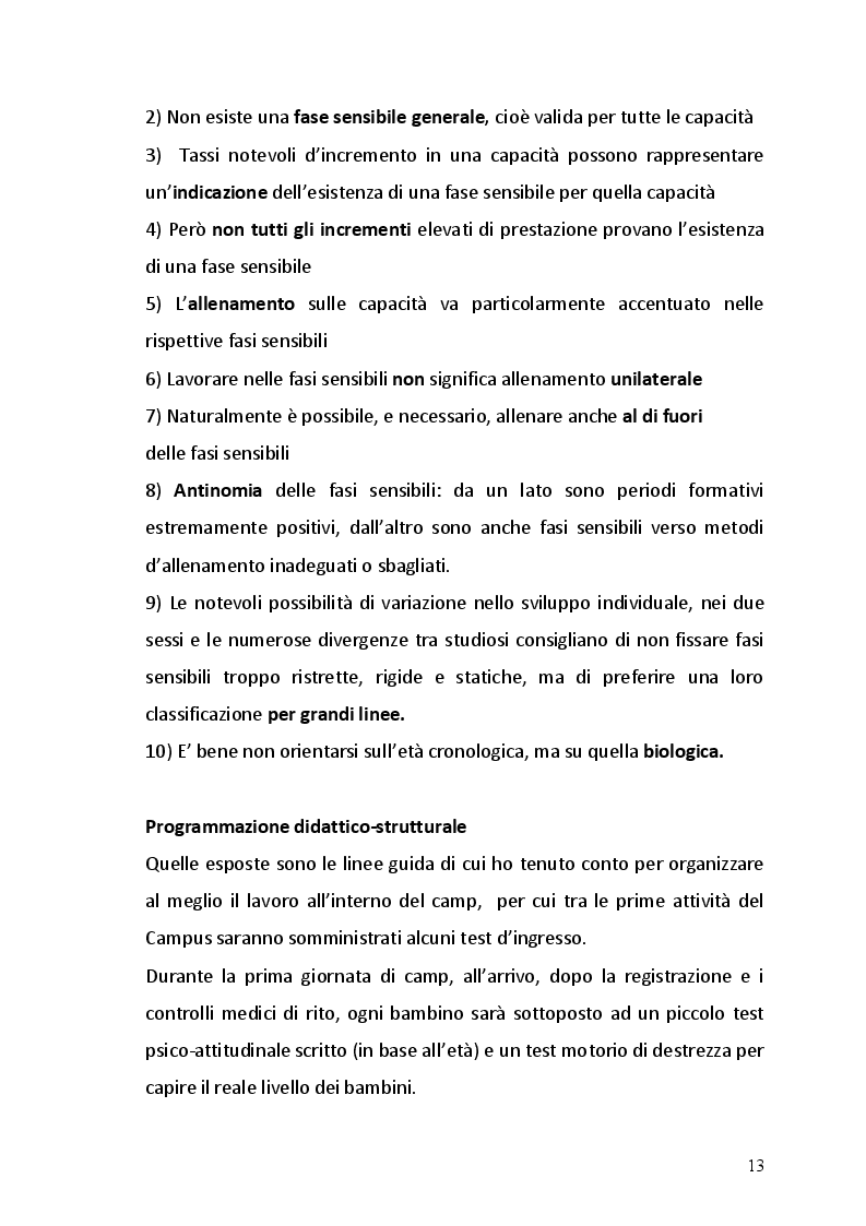 Estratto dalla tesi: I bambini scelgono lo sport in una esperienza di camp estivo