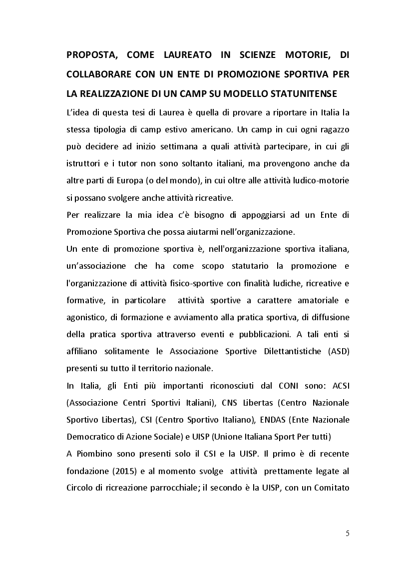 Anteprima della tesi: I bambini scelgono lo sport in una esperienza di camp estivo, Pagina 4