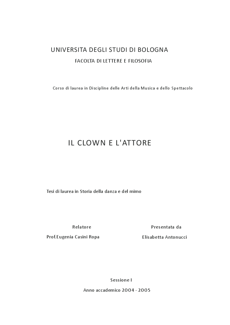 Anteprima della tesi: Il clown e l'attore, Pagina 1