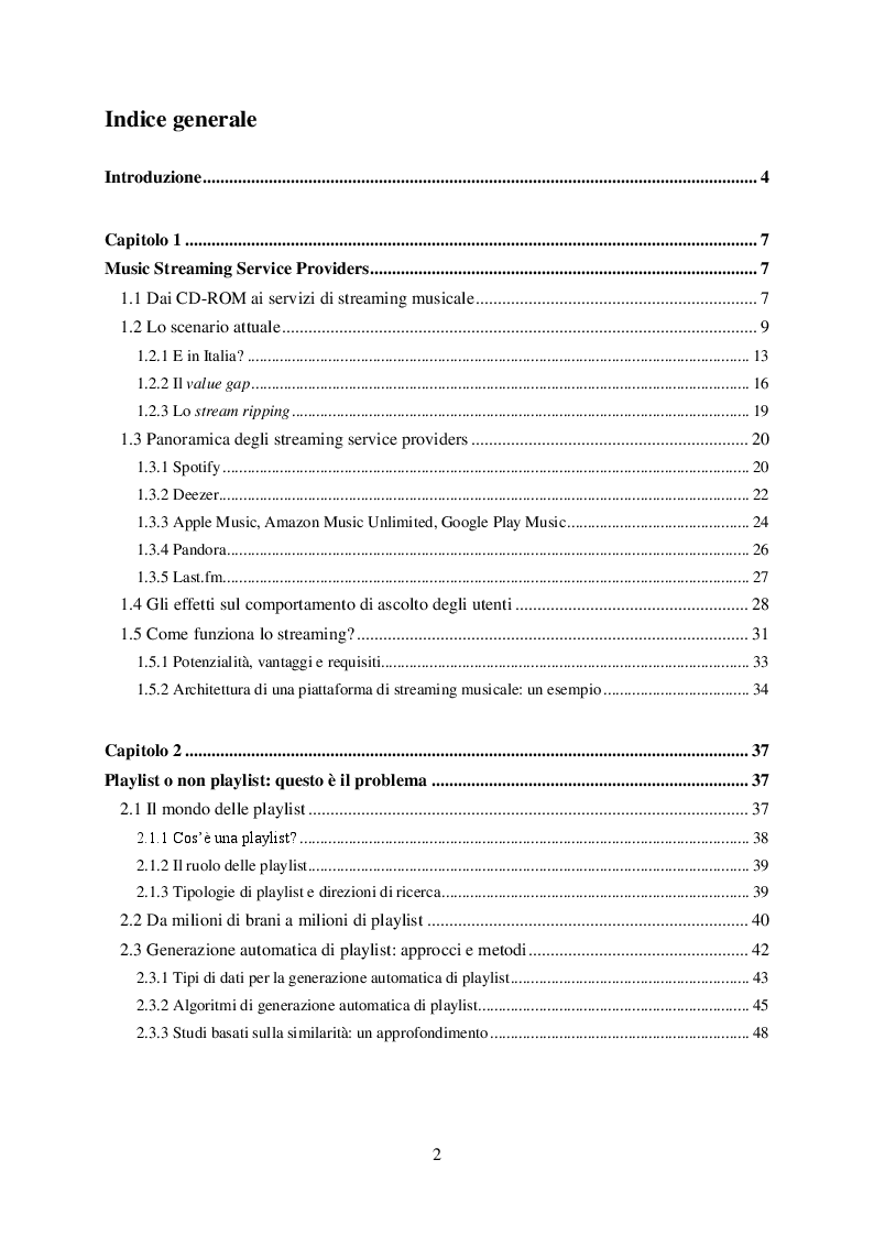 Indice della tesi: Ready-mix: un algoritmo per la generazione automatica di playlist musicali personalizzate e sensibili al fattore tempo, Pagina 1