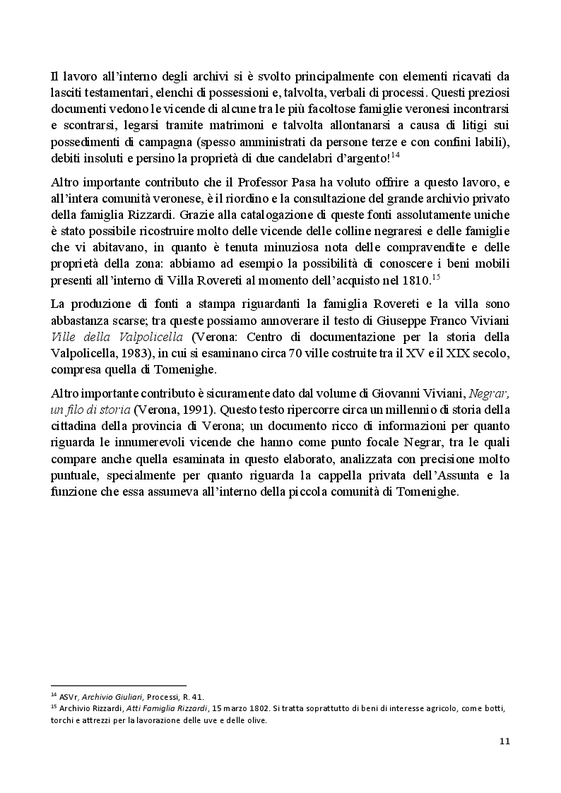 Anteprima della tesi: Villa Rovereti Rizzardi: Una villa veneta in Valpolicella vista attraverso la storia delle famiglie che la abitarono, Pagina 6