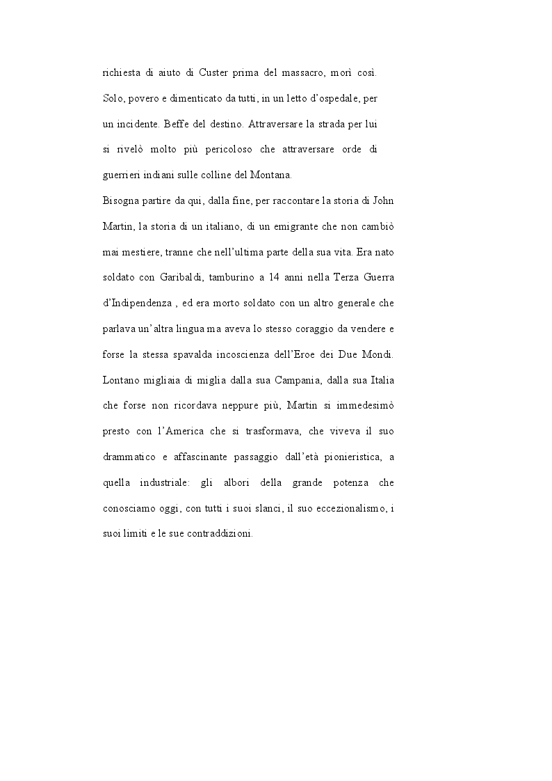Anteprima della tesi: John Martin, il sopravvissuto di Little Big Horn: storia di un italiano nell'America di Custer, Pagina 3