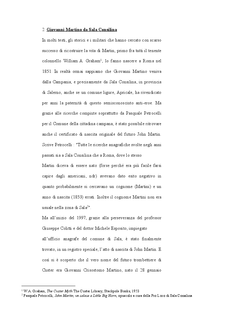 Anteprima della tesi: John Martin, il sopravvissuto di Little Big Horn: storia di un italiano nell'America di Custer, Pagina 4