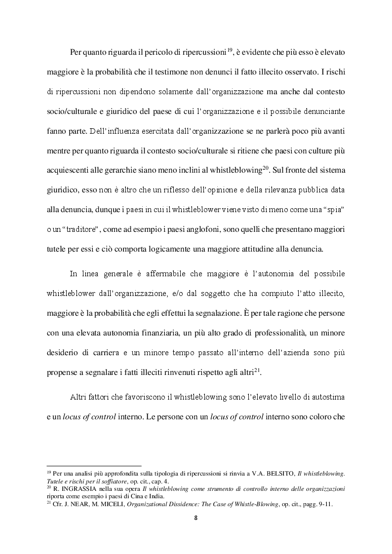 Anteprima della tesi: Il Whistleblowing in Italia: sistema normativo, diffusione e pratica aziendale, Pagina 7