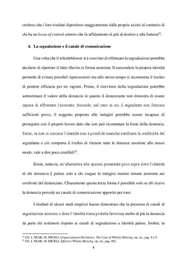 Anteprima della tesi: Il Whistleblowing in Italia: sistema normativo, diffusione e pratica aziendale, Pagina 8