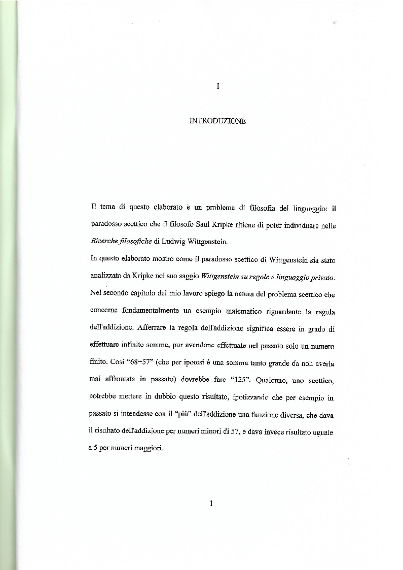 Anteprima della tesi: Il paradosso scettico di Wittgenstein - Kripke, Pagina 2