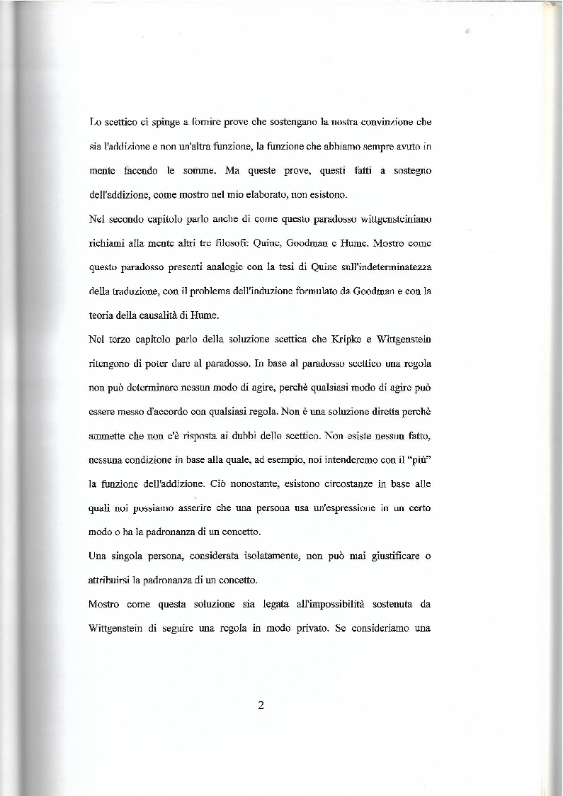 Anteprima della tesi: Il paradosso scettico di Wittgenstein - Kripke, Pagina 3