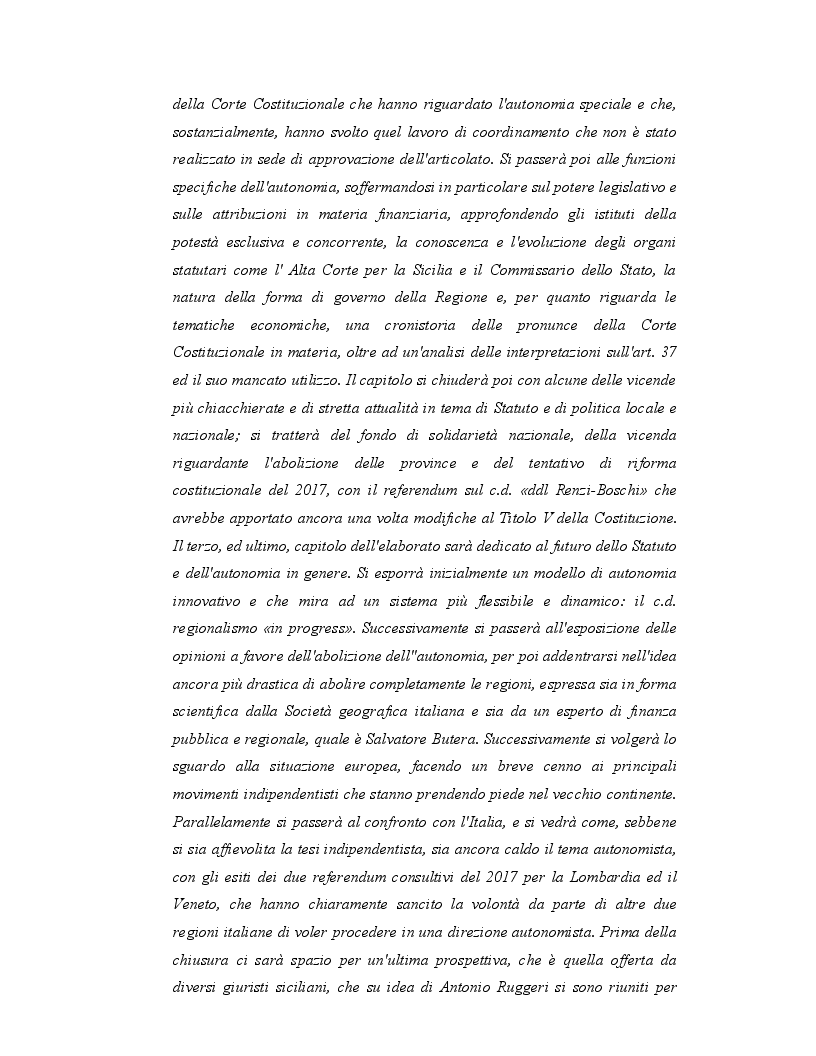 Anteprima della tesi: Origini, caratteri e prospettive dell'autonomia speciale della Regione Siciliana, Pagina 3