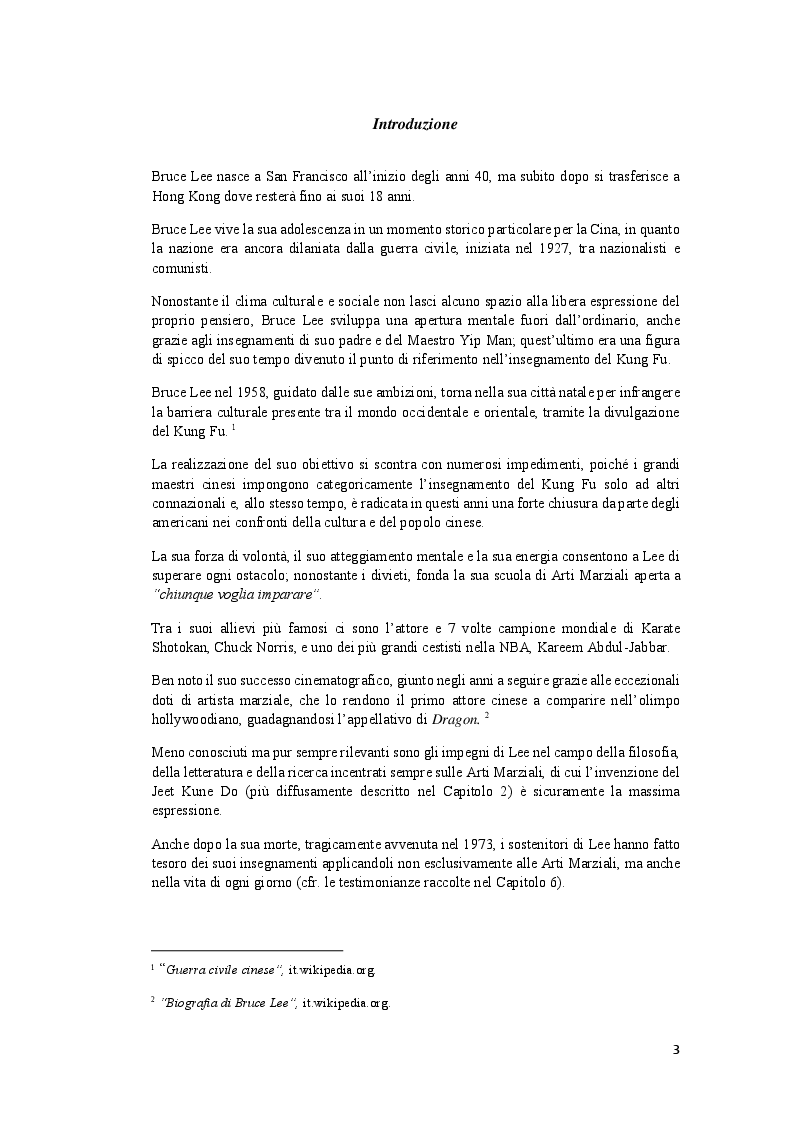 Anteprima della tesi: L'atteggiamento mentale di Bruce Lee nelle Arti Marziali, Pagina 3