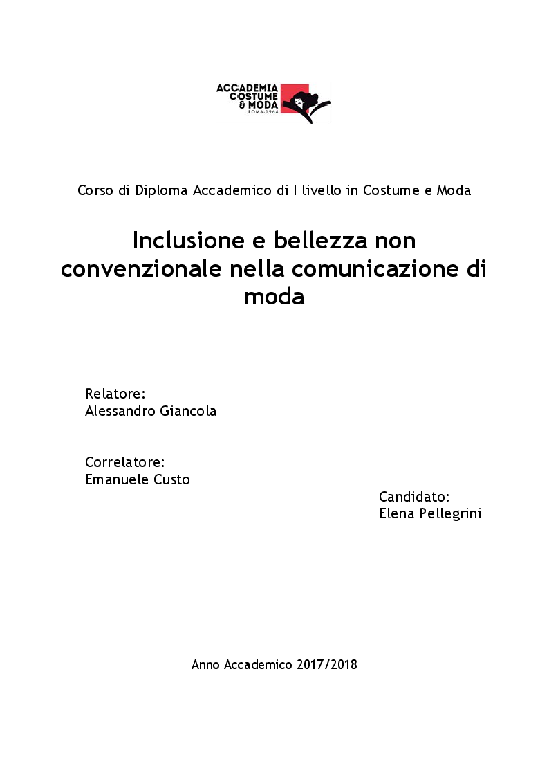 Anteprima della tesi: Inclusione e bellezza non convenzionale nella comunicazione di moda, Pagina 1