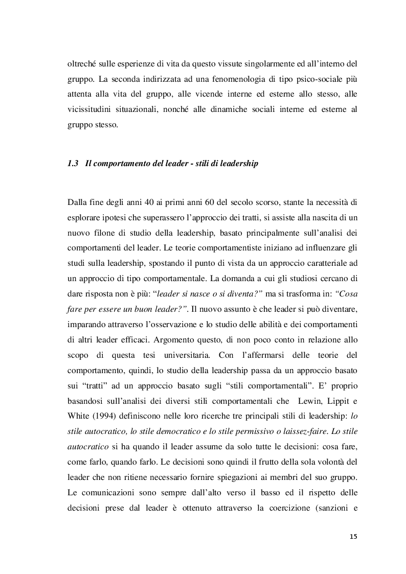 Estratto dalla tesi: Analisi della leadership nei Reparti Speciali della Polizia di Stato