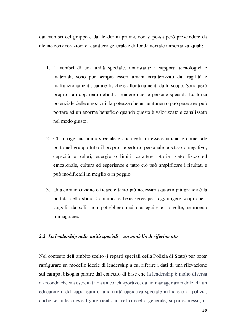 Anteprima della tesi: Analisi della leadership nei Reparti Speciali della Polizia di Stato, Pagina 3