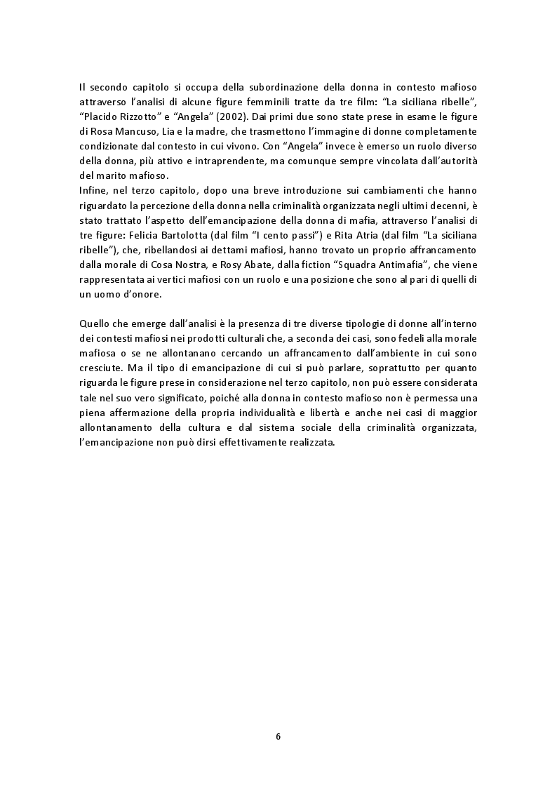 Anteprima della tesi: La rappresentazione del ruolo femminile nei film e fiction di mafia: tra emancipazione e sottomissione, Pagina 4