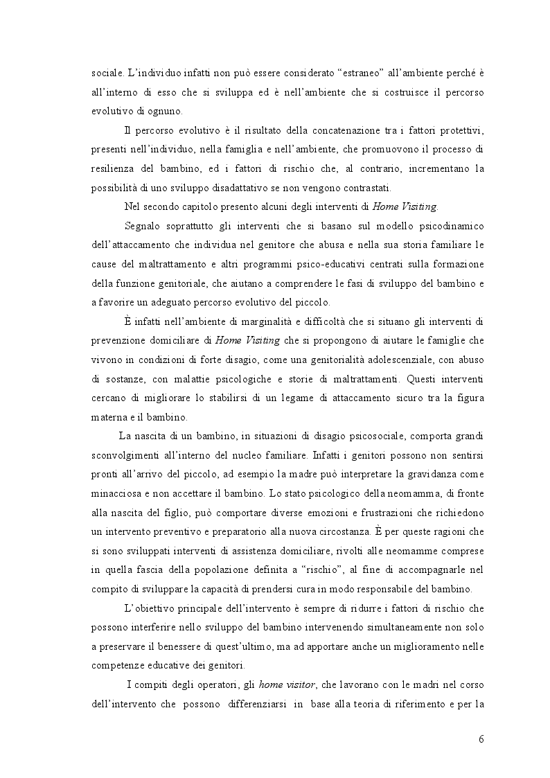Anteprima della tesi: L'Home Visiting: fondamenti teorici e modelli di intervento, Pagina 3