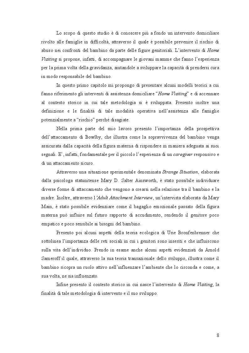 Anteprima della tesi: L'Home Visiting: fondamenti teorici e modelli di intervento, Pagina 6