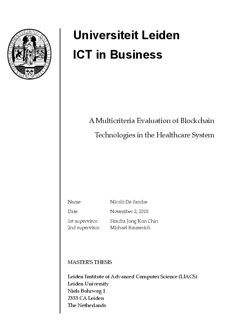 Anteprima della tesi: A multicriteria Evaluation of Blockchain Technologies applied to the Healthcare System, Pagina 1