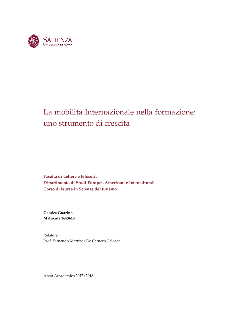 Anteprima della tesi: La mobilità Internazionale nella formazione: uno strumento di crescita, Pagina 1