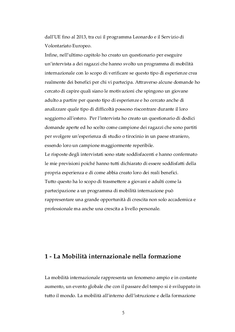Anteprima della tesi: La mobilità Internazionale nella formazione: uno strumento di crescita, Pagina 4