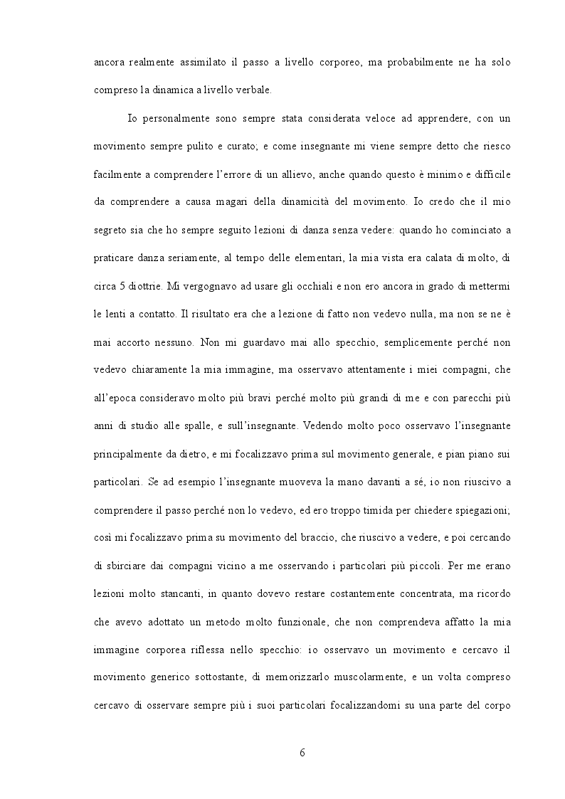 Anteprima della tesi: Lo specchio: ausilio od ostacolo nell'insegnamento della danza? Processi cognitivi e metodologia di insegnamento, Pagina 4