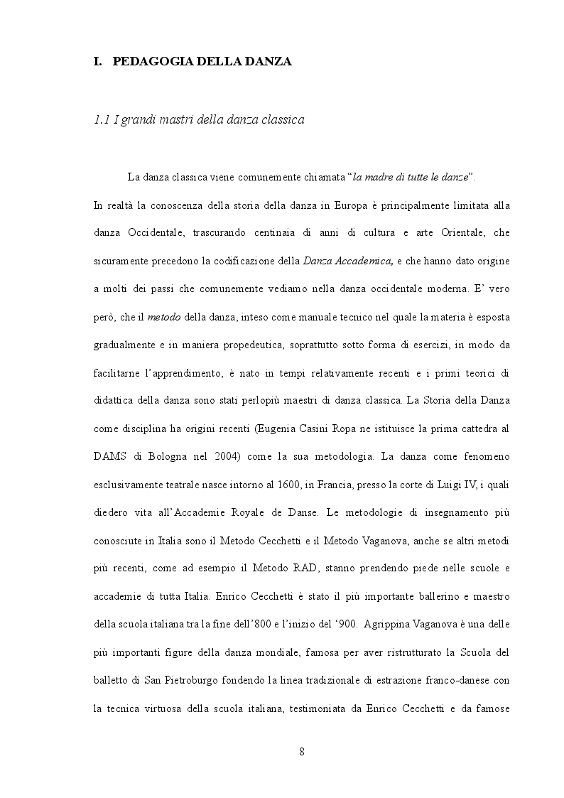 Anteprima della tesi: Lo specchio: ausilio od ostacolo nell'insegnamento della danza? Processi cognitivi e metodologia di insegnamento, Pagina 6
