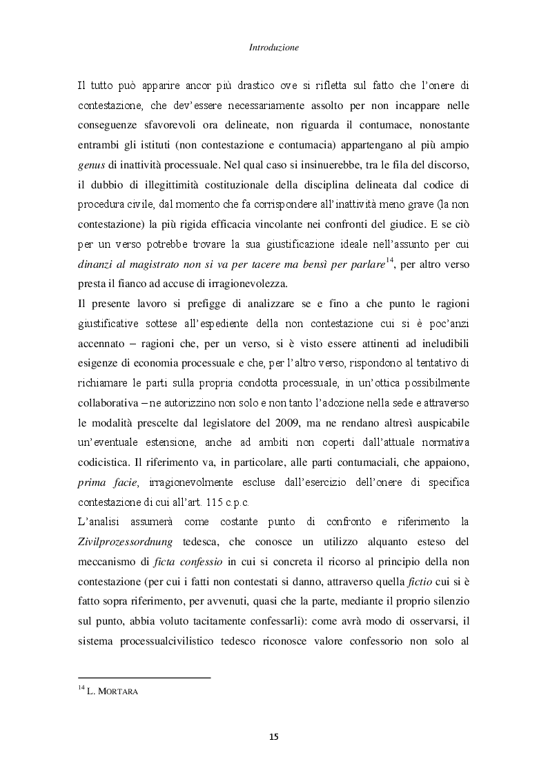 Anteprima della tesi: Il principio di non contestazione: genesi, disciplina e potenzialità semplificatorie nell'ottica del nuovo art. 115 c.p.c., Pagina 10
