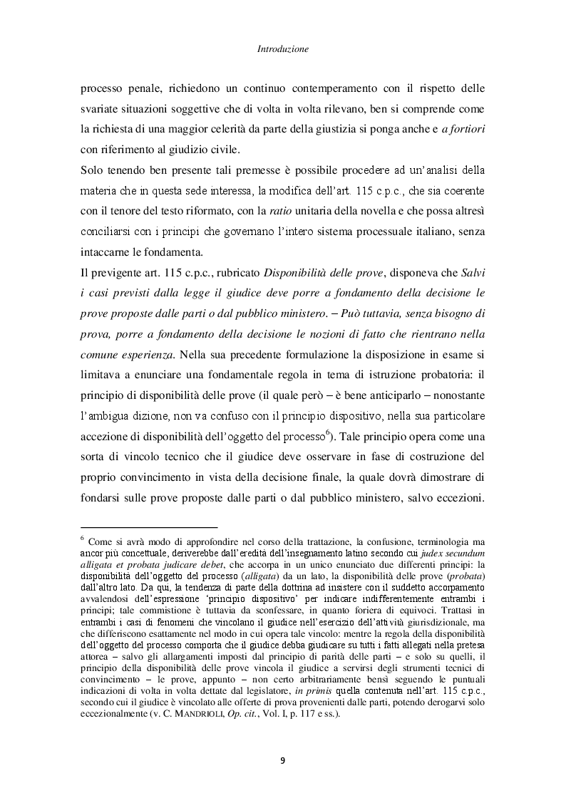 Anteprima della tesi: Il principio di non contestazione: genesi, disciplina e potenzialità semplificatorie nell'ottica del nuovo art. 115 c.p.c., Pagina 4
