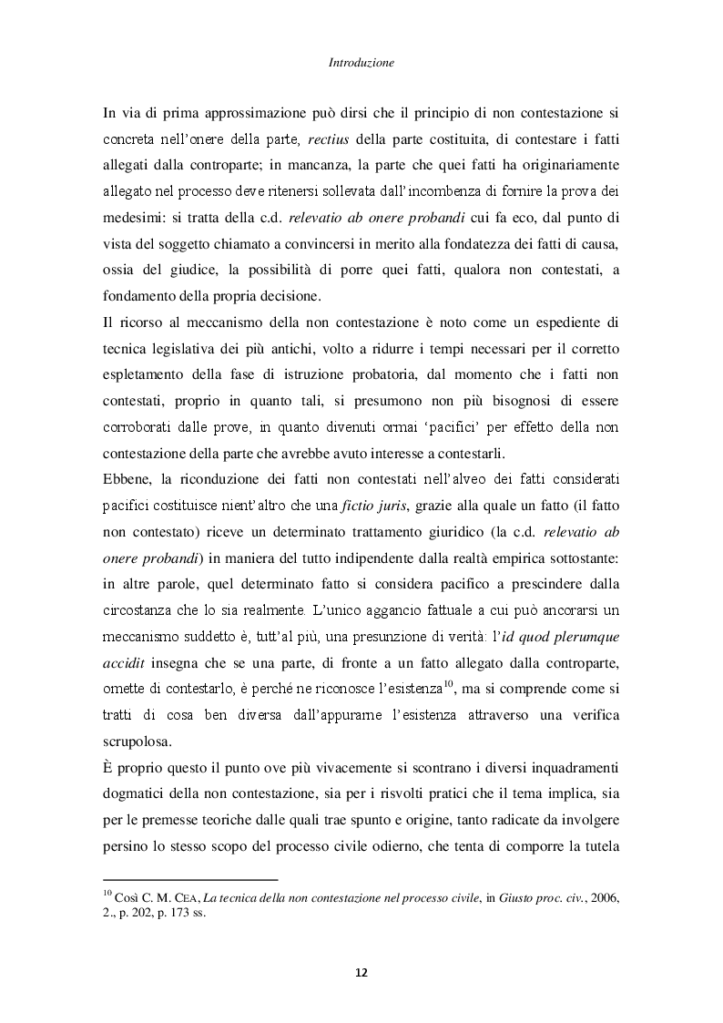 Anteprima della tesi: Il principio di non contestazione: genesi, disciplina e potenzialità semplificatorie nell'ottica del nuovo art. 115 c.p.c., Pagina 7