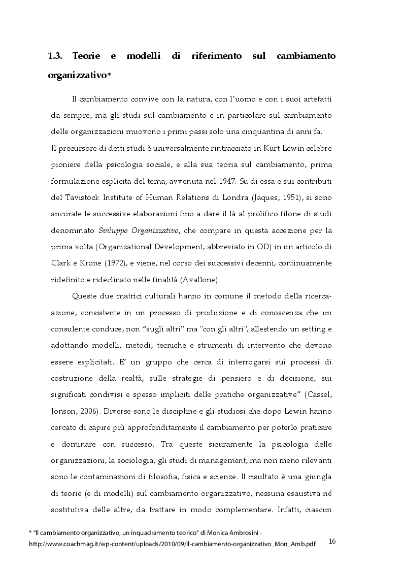 Estratto dalla tesi: Cambiamento e ''cambia-menti'' nella Pubblica Amministrazione