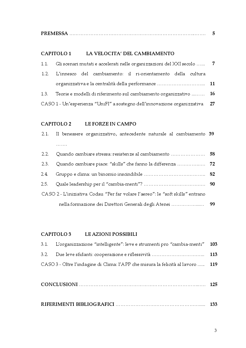 Indice della tesi: Cambiamento e ''cambia-menti'' nella Pubblica Amministrazione, Pagina 1