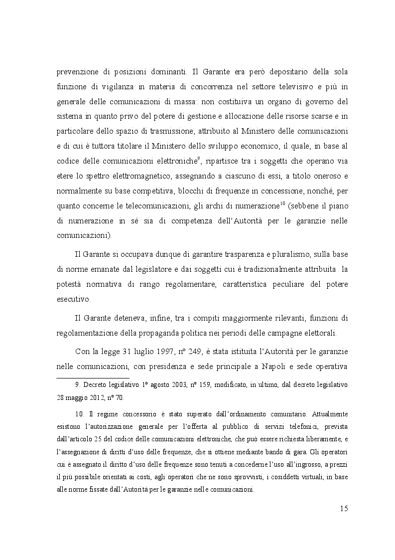 Anteprima della tesi: Le controversie tra utenti e operatori di comunicazioni elettroniche: il ruolo dell’Autorità per le garanzie nelle comunicazioni e dei comitati regionali per le comunicazioni, Pagina 10