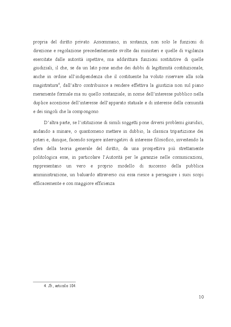Anteprima della tesi: Le controversie tra utenti e operatori di comunicazioni elettroniche: il ruolo dell’Autorità per le garanzie nelle comunicazioni e dei comitati regionali per le comunicazioni, Pagina 6