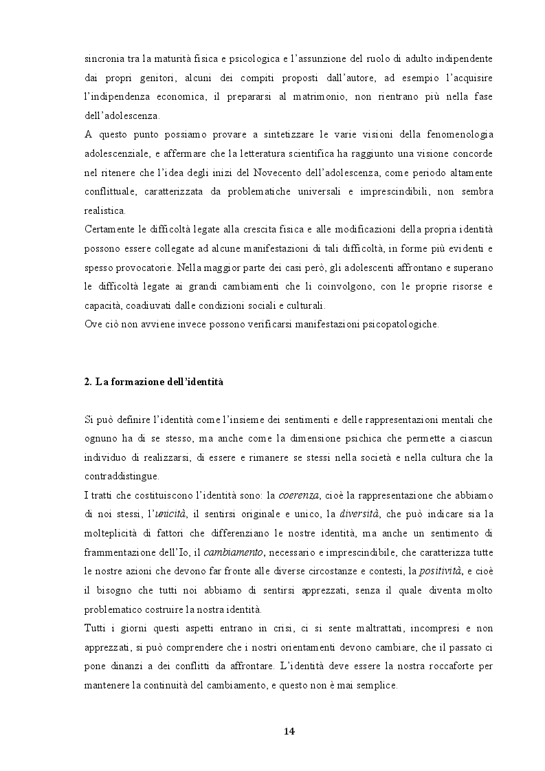 Estratto dalla tesi: Indagine sui fenomeni dissociativi in adolescenza