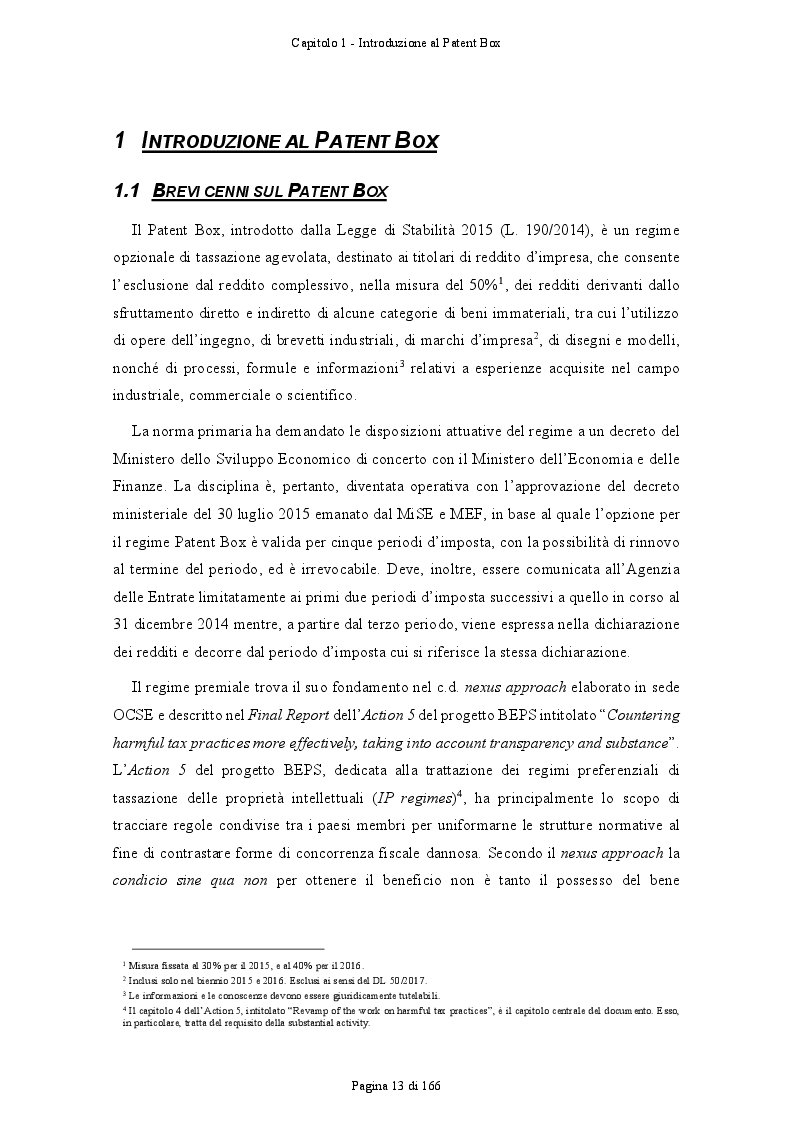 Anteprima della tesi: Patent Box: profili teorici e sviluppi applicativi del regime di tassazione agevolata dei redditi derivanti dall'utilizzo di beni immateriali, Pagina 4