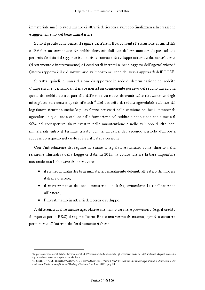 Anteprima della tesi: Patent Box: profili teorici e sviluppi applicativi del regime di tassazione agevolata dei redditi derivanti dall'utilizzo di beni immateriali, Pagina 5