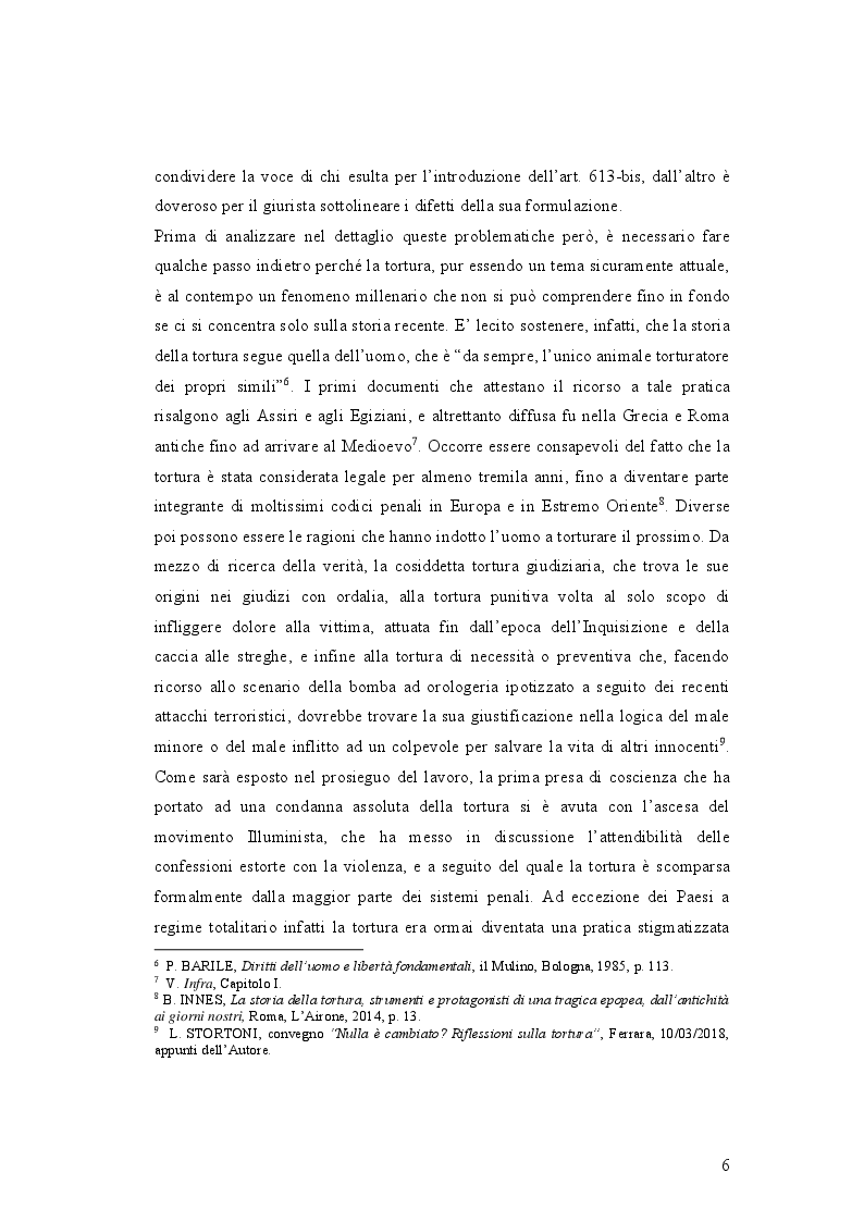 Anteprima della tesi: IL DELITTO DI TORTURA - Processo storico e analisi critica di una fattispecie di reato a lungo attesa, Pagina 3