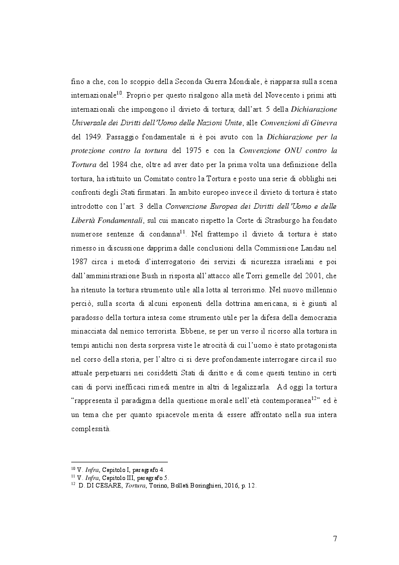 Anteprima della tesi: IL DELITTO DI TORTURA - Processo storico e analisi critica di una fattispecie di reato a lungo attesa, Pagina 4