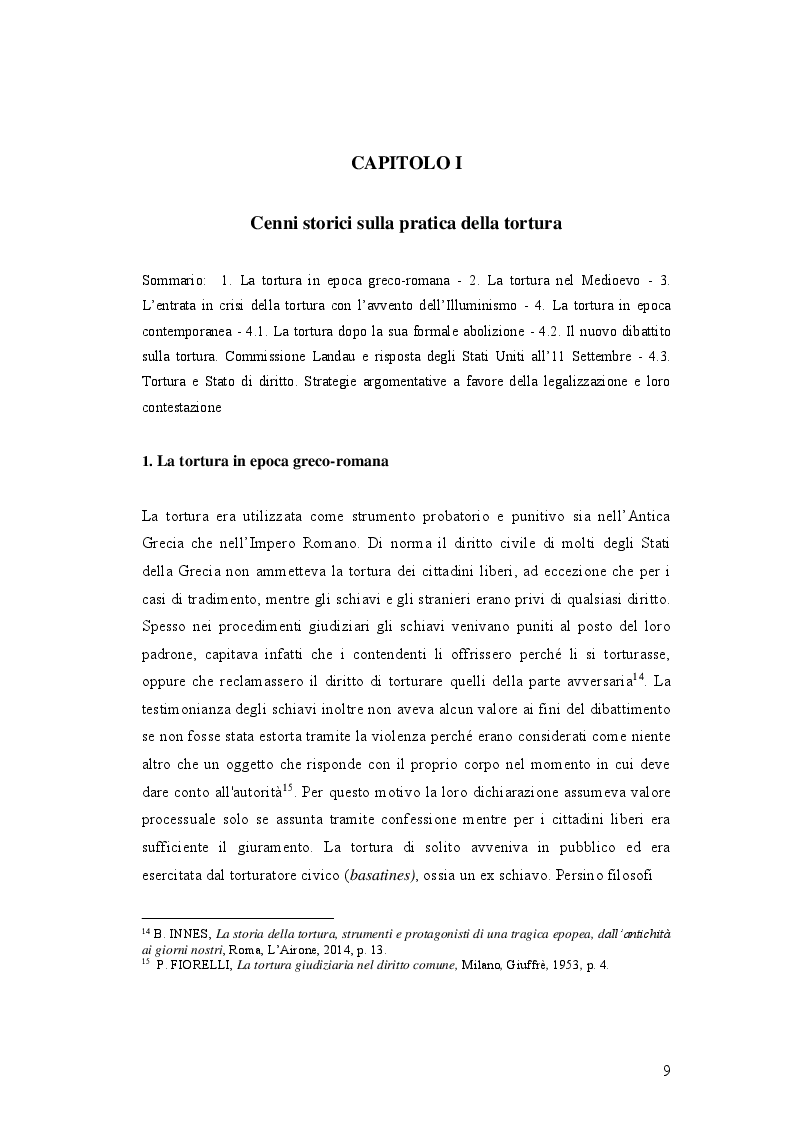 Anteprima della tesi: IL DELITTO DI TORTURA - Processo storico e analisi critica di una fattispecie di reato a lungo attesa, Pagina 6