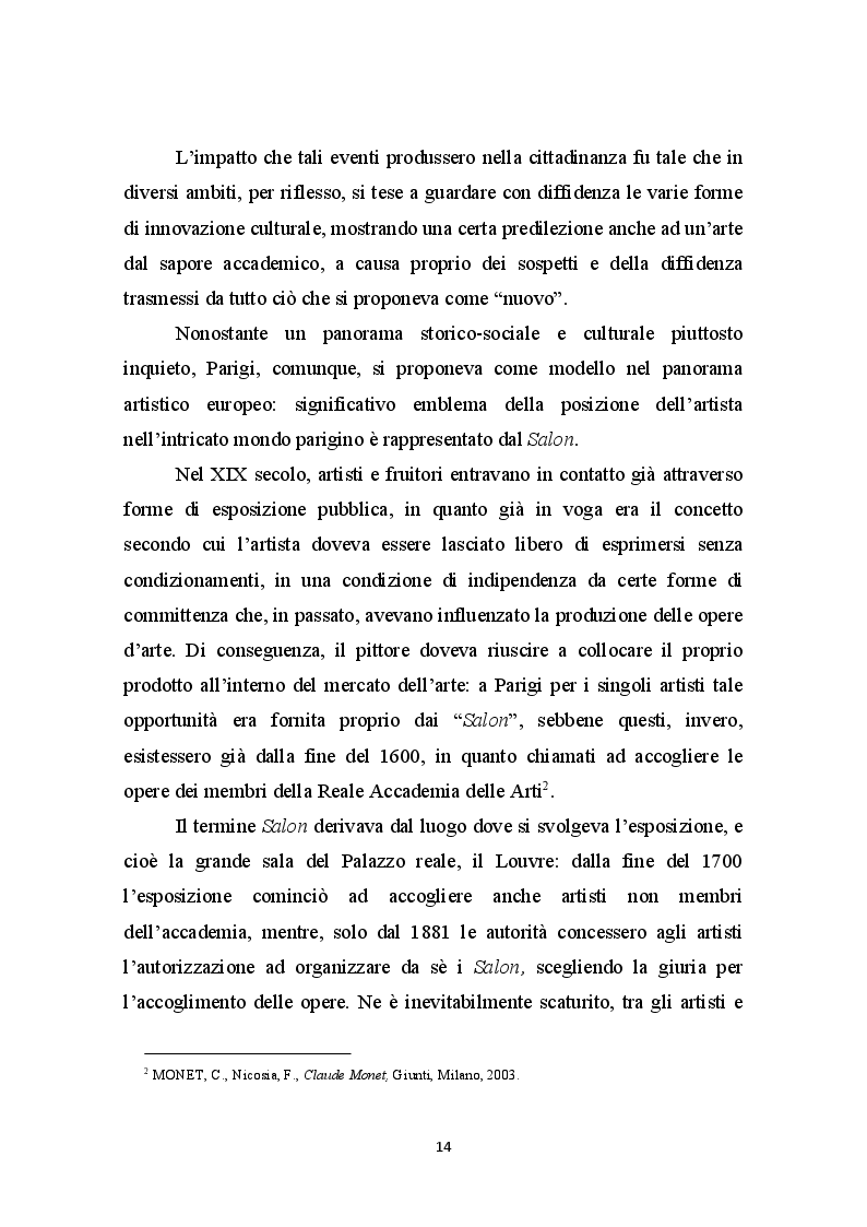 Anteprima della tesi: La Libertà dalle convenzioni: l'incontro sinergico tra impressionismo e mercato dell'arte, Pagina 3